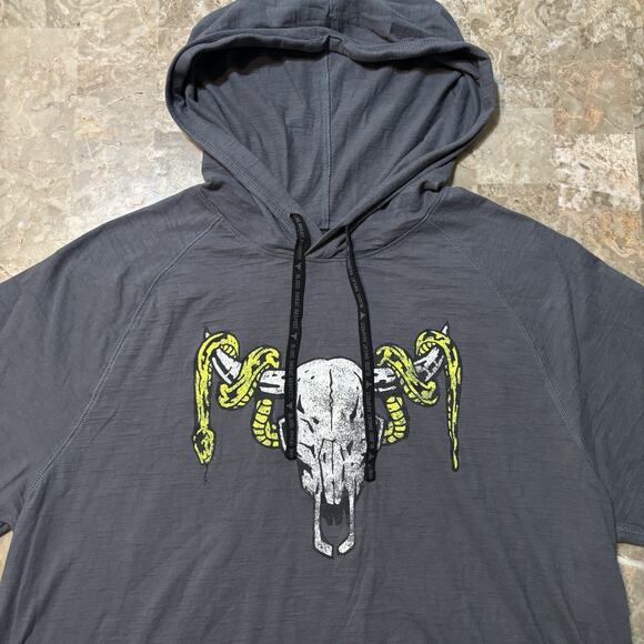 Under Armour Project Rock Hoodie Mens Large Grey Short Sleeve Hooded Gym Skull - Picture 1 of 10